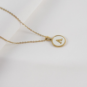 Zogxin Letter Necklace 18K Gold Plated Round Pendant Women's Minimalist Clavicle Chain Jewelry - Product Image 5