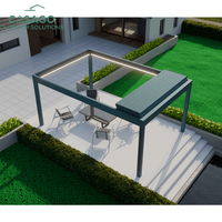 Pergola en aluminium à toit à lames rétractables de qualité commerciale - Étanche IP65 et résistante au vent pour terrasse de restaurant