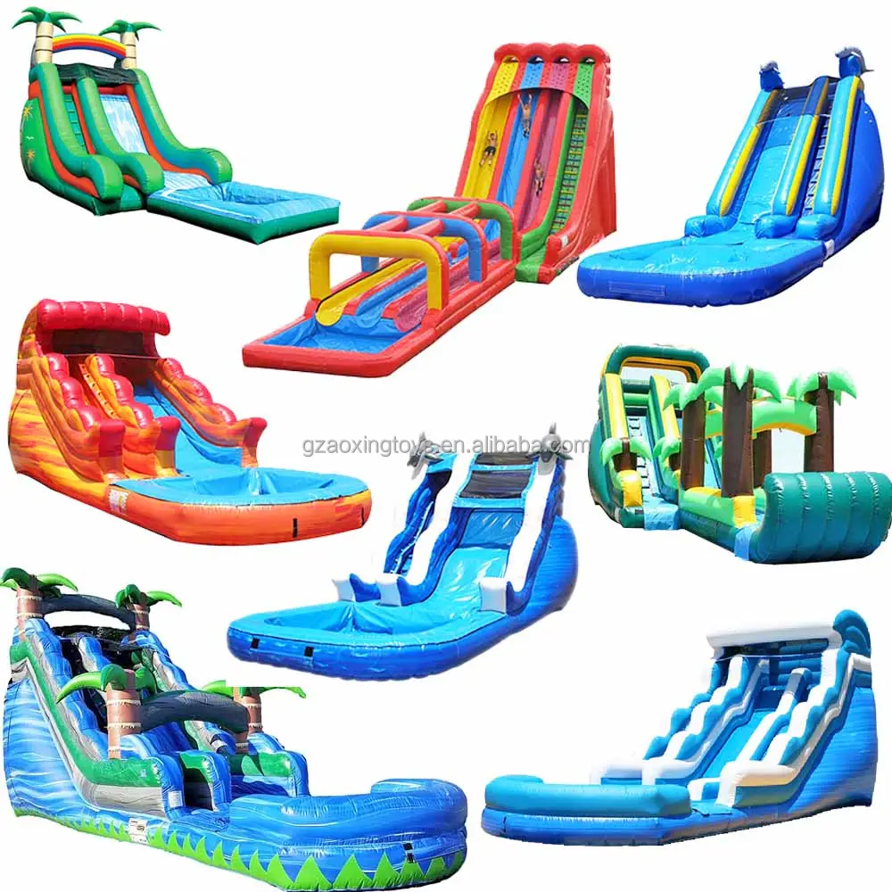 Custom Outdoor Giant Inflatable Bouncer With Water Slide Commercial Bounce House Inflatables Water Slide For Kids Adults