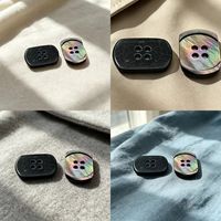Kancing Cangkang Kotak Hitam Modis Dengan Pinggiran Kecil Untuk Kemeja, Sweater Rajut, Kancing 4 Lubang, Kancing Cangkang Untuk Mantel Tweed, Kancing Jahit Tangan