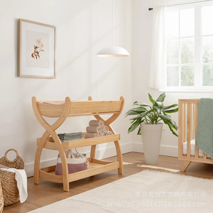 Table à langer multifonctionnelle en bois massif avec étagère de rangement pour bébés de 0 à 12 mois - Product Image 1