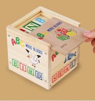 Juego de rompecabezas de construcción de palabras de madera para educación temprana para niños, números de letras inglesas a juego, juguetes apilables de construcción