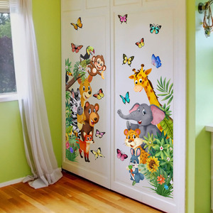 Autocollants muraux en PVC symétriques MS6380-ZY, <span class=keywords><strong>animaux</strong></span> de la forêt, dessin animé, 30x90cm, 2 pièces, pour salon, chambre à coucher, fond décoratif - Product Image 4