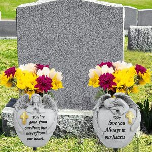 Vaso commemorativo a croce d'angelo per cimitero, 2 pezzi, con picchetti in ferro, decorazione da <span class=keywords><strong>giardino</strong></span>, regalo commemorativo per l'amore perso - Product Image 5