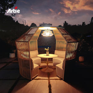 Artie High-End Tuinmeubelen Patio Tuinbank Waterdichte Ronde Modulaire Handgeweven Rattan Sofa Sets - Product Image 4