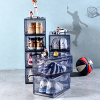 Boîte à chaussures empilable magnétique à ouverture frontale, boîte de rangement en plastique transparente pour chaussures