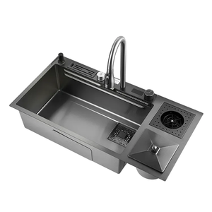 Avec poubelle Fashion Topmount 304 Acier inoxydable Fait main Évier de cuisine à <span class=keywords><strong>double</strong></span> cuvette avec poubelle - Product Image 4