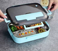 Boîte à lunch isotherme à trois niveaux en acier inoxydable 304 sans BPA, conteneur bento de 1 à 3 L, étanche, compatible micro-ondes, pour enfants