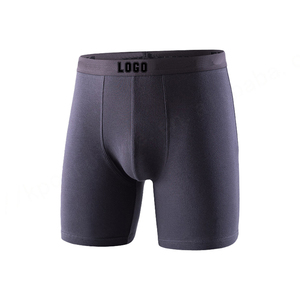 Ropa interior de alta calidad para hombre, Bóxer clásico cómodo a la moda de Color sólido, pantalón largo transpirable de tiro medio para hombre - Product Image 1