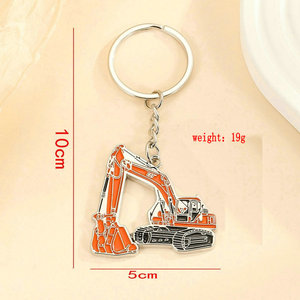<span class=keywords><strong>Porte</strong></span>-clés de luxe au design original et ludique, avec pendentif en forme de pelle mécanique orange, idéal pour cadeau - Product Image 4