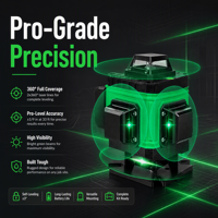 Niveau laser vert multifonctionnel Missdake professionnel de qualité DIY 360° 4D 16 lignes, auto-nivelant, batterie au lithium, version UE