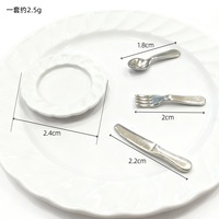 Miniatures de maison de poupée : couteau, fourchette, cuillère, assiette, accessoires et décorations de scène de cuisine miniature BJD