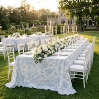 Nappe de style français personnalisée pour hôtel, mariage, motif de luxe, nappe rectangulaire bleue pour fête de mariage