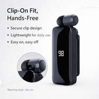 Écouteur sans fil à clipser 5.3 avec affichage numérique LED, réduction de bruit ENC, étanchéité IPX5, autonomie de 20 heures, personnalisable