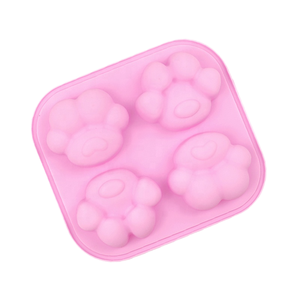 Moule à pattes de chat en silicone rose, 4 cavités, pour crème glacée, gelée, bricolage - Product Image 1