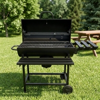 Barbecue au charbon de bois robuste pour l'extérieur avec couvercle et roues pour les fêtes dans la cour