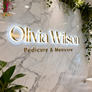 Enseigne commerciale en acrylique rétroéclairée, enseigne 3D pour réception de spa, enseigne extérieure personnalisée, lettres miroir dorées, enseigne LED pour salon de beauté - Product Image 1