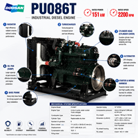 Moteur diesel Hyundai Doosan série PU, modèle PU086T, 151 kW, 205 ch, 2200 tr/min, turbo, pour pompe à incendie, générateur, pompe à eau