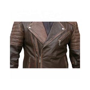 Automne hiver hommes Vintage respirant moto haute PU respirant chaud brun peau de mouton motif longue vente en gros mode nouveau - Product Image 2