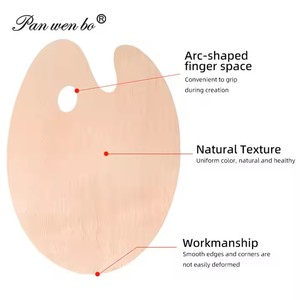 Paleta Ovalada de <span class=keywords><strong>Madera</strong></span> Color Burlywood para Artistas, para Pintura Acrílica y al Óleo, Fácil de Limpiar, Ligera, con Orificio para el Pulgar - Product Image 2