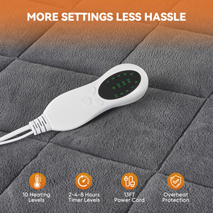 Heated Fitted Mattress Cover Coral Fleece Electric Heating Mattress <b>Pad</b> Luxury Digital Controller Auto Timer Adjustable Temper - Product Image 5