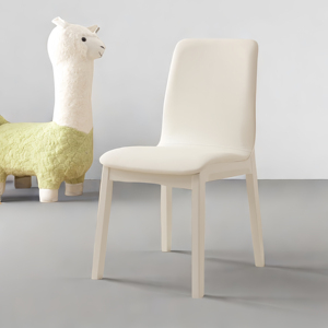 Nordic Solid Wood <strong>Dining</strong> <strong>Chair</strong> with Leather Upholstery Simple Light Luxury Backrest for Small Apartment White <strong>Cream</strong> Style - Product Image 6