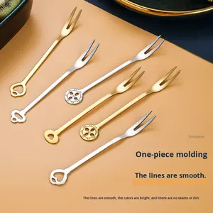 Set di Forchette per Frutta e Dessert in Acciaio Inox 304 di Grado Alimentare, Design Creativo a Forma di Cuore, Stile Europeo, Forchetta a Due Punte per Mooncake - Product Image 4
