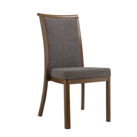 Chaise de salle à manger moderne en aluminium imitation bois, chaise d'appoint rembourrée avec structure métallique durable pour hôtel, chambre, salon, café