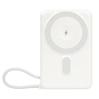 Power Bank Nirkabel Magnetik 2 in 1 Semi-Solid State 10000mah Dengan Tali Gantungan Dengan Penyangga Tipe C