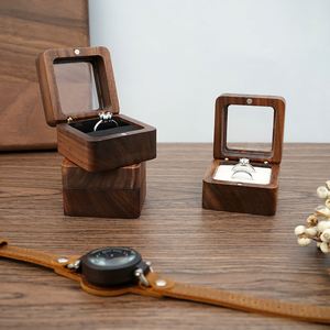 Personalized Wooden Ring <b>Box</b> Mini Square Elegant and Retro Engagement Wedding Ring Holder <b>Box</b> for Wedding - Product Image 3