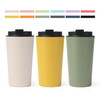 Vasos de café aislados de 500ml personalizados con tapa abatible, taza de café de viaje de acero inoxidable, taza de café aislada al vacío, Taza Termo