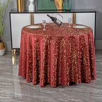 Nappe ronde en tissu jacquard polyester bleu marine fantaisie sur mesure de 120 pouces, motif floral, pour fabricants, mariages, banquets et événements 132