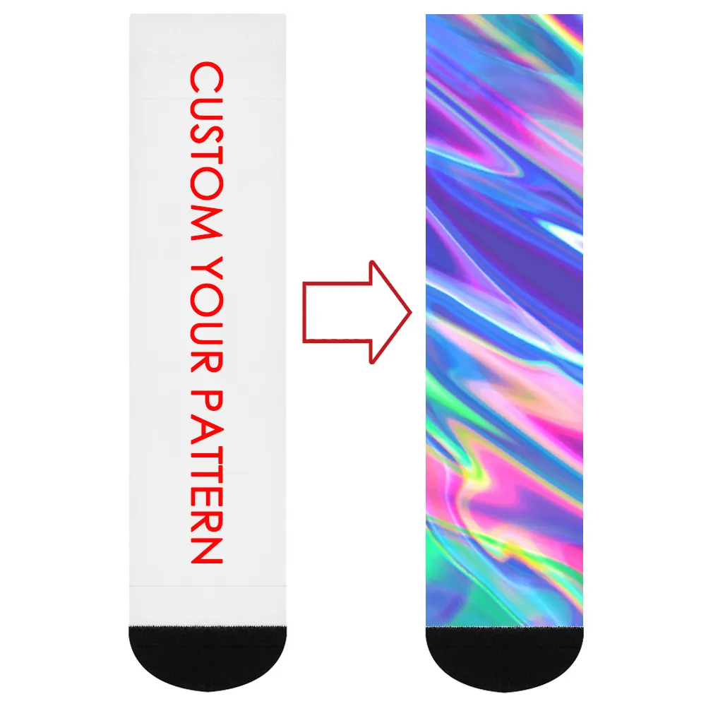 Custom White Blank Photo 360 digital Logo Dye Printing Socks 3D Printed Sublimation Socks Elites For Mens