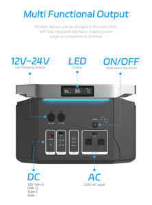Estación de energía portátil LiFePO4 para interiores/exteriores MPPT <span class=keywords><strong>DC</strong></span>/AC, almacenamiento de energía de emergencia móvil Universal, energía de coche USB de onda sinusoidal pura - Product Image 5