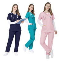 Ensemble d'uniformes médicaux T65C35 résistants au chlore pour infirmières, tenue de travail médicale pour médecins, hôpitaux et cliniques avec poches, OEM