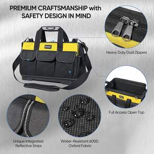 Free sample Factory price heavy-duty, 21-pocketed, hand-open <b>top</b> <b>tool</b> organizer bag for electricians of China - Product Image 3