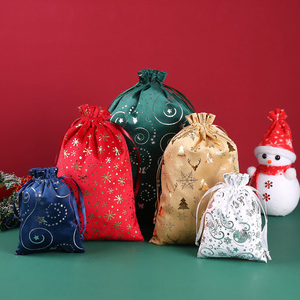 Pochette de Noël en velours de luxe avec cordon de serrage, sac à pommes pour la veille de Noël, sac à bonbons, sac cadeau en soie avec cordon de serrage en aluminium pour Noël - Product Image 2