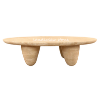 LANDIVIEW Einfaches Kreatives Design Lunarys Ovaler Mitteltisch Wohnzimmer OLIVER Italienischer Travertin Marmor Couchtische