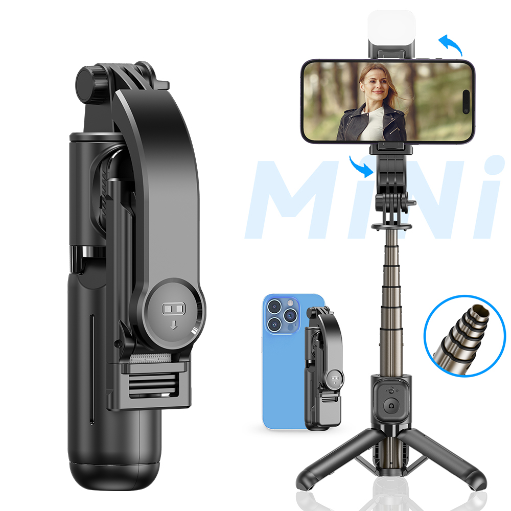 Легкая и портативная Гибкая селфи-палка Q20s с поворотом на 360 градусов с подсветкой