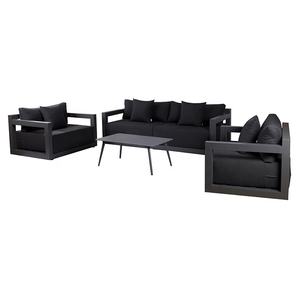 Lujo negro exterior Loveseat ajuste sofá muebles al aire libre jardín Patio aluminio seccional conversación sofá conjunto - Product Image 2