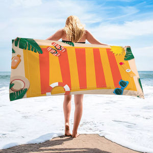 Cao Cấp Tùy Chỉnh Hữu Cơ Bông Dày Mềm Vải In Lớn Hơn Có Kích Thước Jacquard Logo Bãi Biển Khăn - Product Image 3