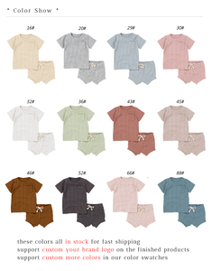 Ensemble de vêtements pour bébé et tout-petit unisexe en coton biologique côtelé, 14 couleurs en stock - Product Image 3