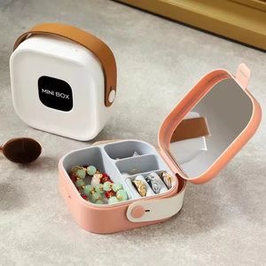 Luxurious Mini Travel Jewelry Storage <b>Box</b> Handle Custom Logo Portable Rectangle Plastic Organizer for <b>Rings</b> Earrings Necklaces - Product Image 5