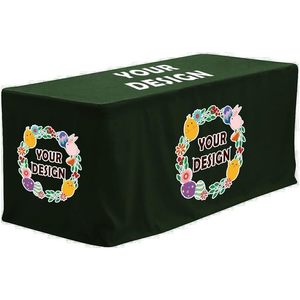 Toptie tùy chỉnh mở trở lại bảng bìa màu xanh lá cây được trang bị 4ft Khăn trải bàn đầy đủ màu sắc dấu ấn hình chữ nhật Pattern-cho 8 ft bảng thương hiệu - Product Image 3