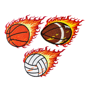 Ensemble d'appliques brodées thermocollantes Flaming Sports Ball - Product Image 1