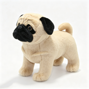 Peluche réaliste de pug debout personnalisée, animal en peluche beige réaliste, chien pug en peluche douce avec visage noir - Product Image 5