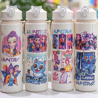 Nouvelle Bouteille d'Eau en Plastique PC Écologique de 800 ml avec Paille, Motif Animal de Dessin Animé, Mignonne Tasse Gobelet pour Enfants, Idéale pour la Rentrée Scolaire