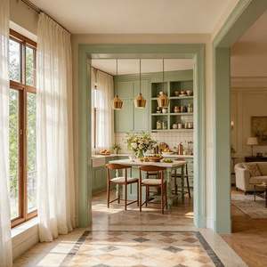 Armoires de cuisine modernes sur mesure Balom, style européen, meubles en bois haut de gamme pour villas, style shaker vert - Product Image 2