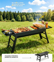 Barbecue au charbon de bois en acier inoxydable, four pliable sans fumée pour l'extérieur, portable, pour la maison et le jardin, avec grille à viande