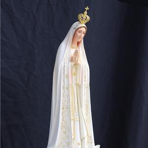 Figura ecológica de la Virgen María de Fátima de 70cm, adorno de aspecto ligero con capucha de resina italiana para Navidad para sala de estar Iglesia - Product Image 4